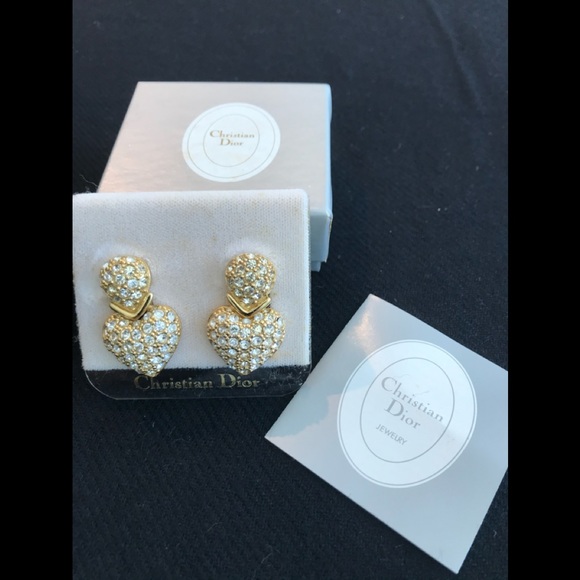Christian Dior Rare Crystal Pave Signed 💕clip earrings - Picture 2 of 5